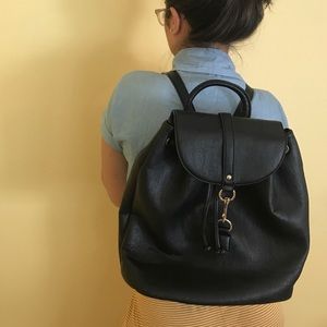 BRAND NEW JustFab black (faux) leather backpack